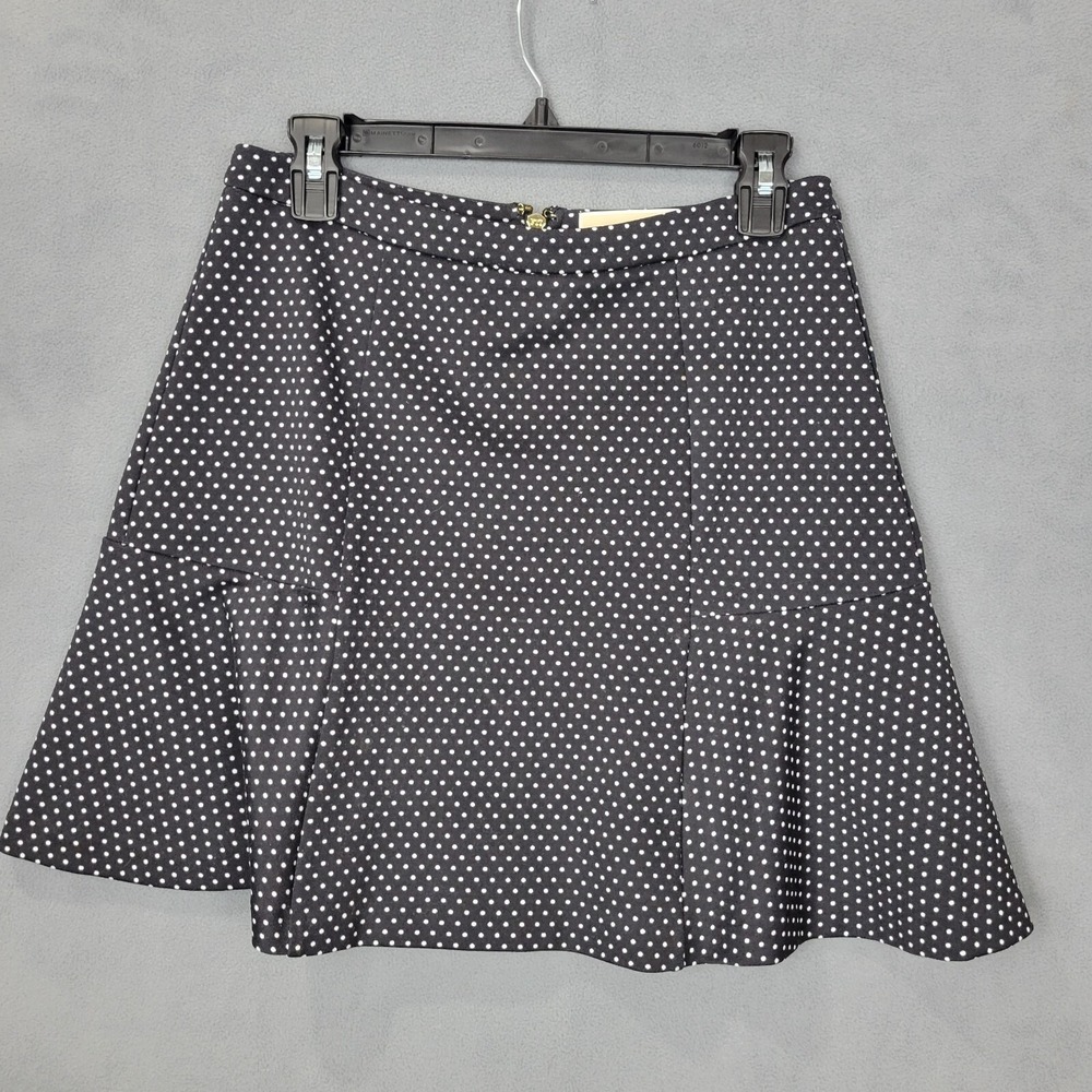 Michael Kors Mini A-Line Skirt Women's 4 Black White Polka Dot Stretch Back Zip